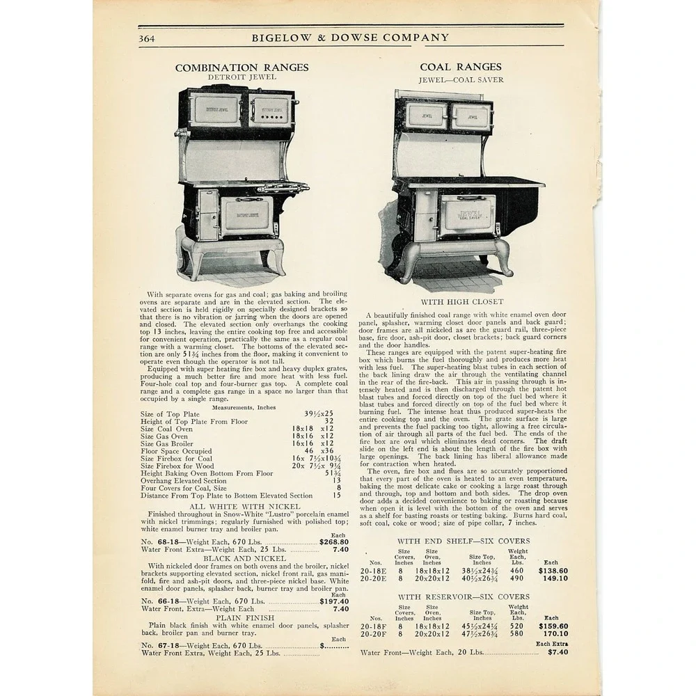 VTG Print Ad Cast Iron Oven Stove Range Coal Detroit Jewel Corco Stove